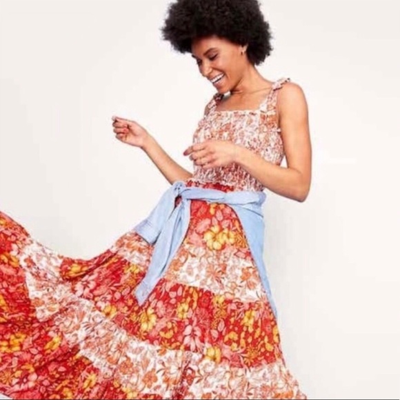 Abel the Label Dresses & Skirts - Abel the Label Pink and Orange Floral Tiered Maxi Dress